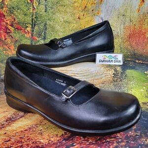 Aetrex Black Mary Jane Flats with Buckle Strap